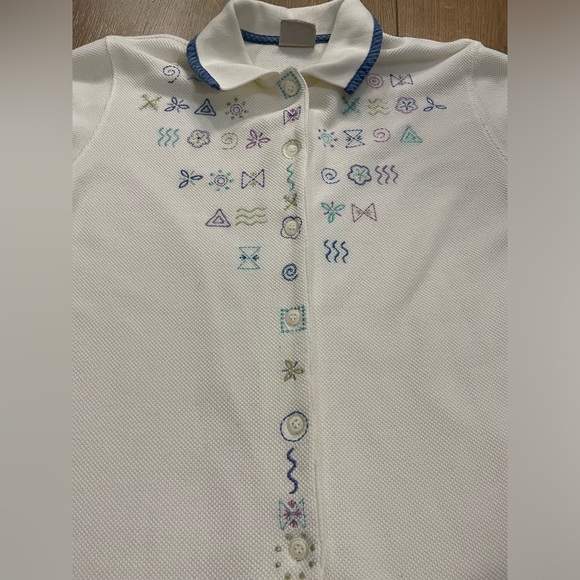 Koret City Blues Embroidered Waffle Fabric Short Sleeve 80s Button Up Shirt - Picture 1 of 5